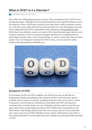 Treatment for OCD Utica