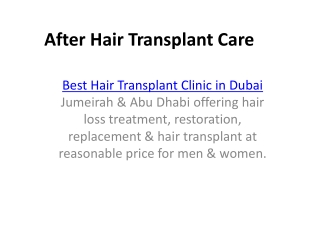 After Hair Transplant Care