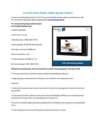 Lcd Advertising Display, Digital Signage Supplier