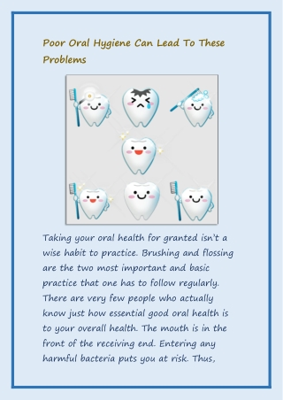 Poor Oral Hygiene Can Lead To These Problems