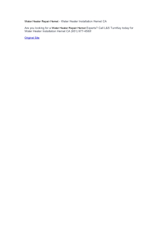 Water Heater Repair Hemet - Water Heater Installation Hemet CA