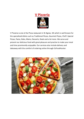 V Pizzeria Restaurant Menu St Agnes, SA - 5% off