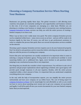 Choosing a Company Formation Service When Starting Your Business