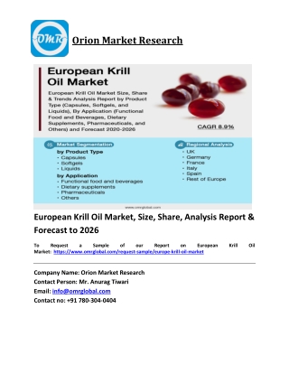 European Krill Oil Market Trends, Size, Competitive Analysis and Forecast 2020-2026