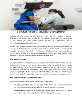 Get Advanced Dental Services at Deering Dental