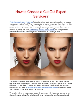 How to Choose a Cut Out Expert Services