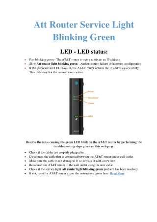 Att Router Light Blinking Green - Gateway Process Turning On