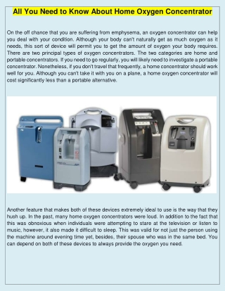 All You Need to Know About Home Oxygen Concentrator