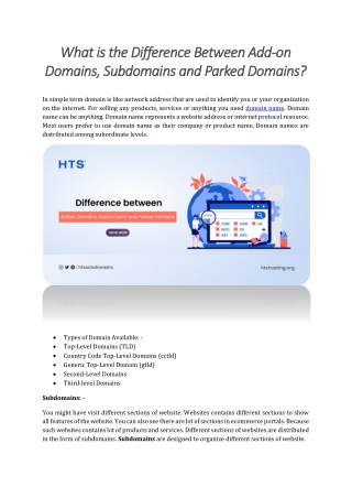 What is the Difference Between Add-on Domains, Subdomains and Parked Domains?