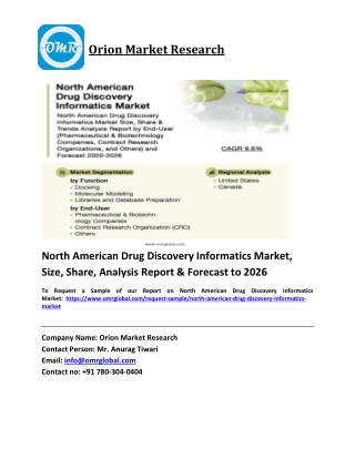 North American Drug Discovery Informatics Market Trends, Size, Competitive Analysis and Forecast 2020-2026