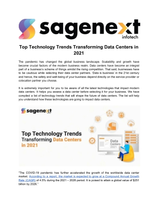 Top Technology Trends Transforming Data Centers in 2021