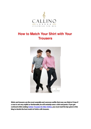 How to Match Your Shirt with Your Trousers