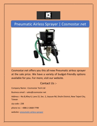 Pneumatic Airless Sprayer | Cosmostar.net