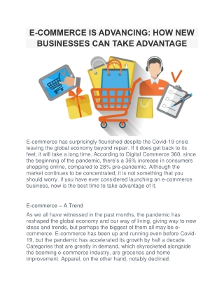 E-COMMERCE IS ADVANCING: HOW NEW BUSINESSES CAN TAKE ADVANTAGE