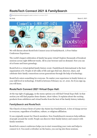RootsTech Connect 2021 & FamilySearch