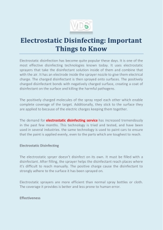 Electrostatic Disinfecting: Important Things to Know