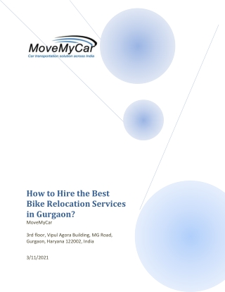 How to Hire the Best Bike Relocation Services in Gurgaon?