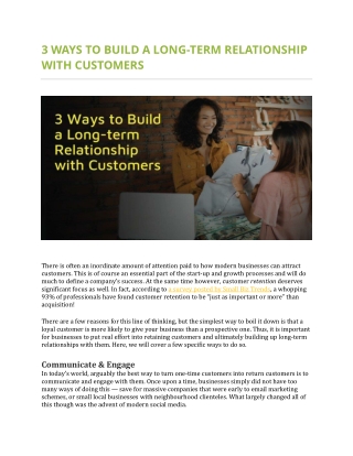 3 Ways to Build A Long-term Relationship with Customers