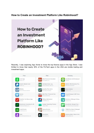 How to Create an Investment Platform Like Robinhood?