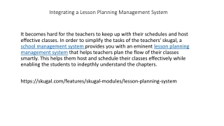 Integrating a Lesson Planning Management System