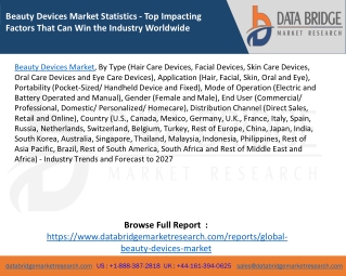 Beauty Devices Market Statistics - Top Impacting Factors That Can Win the Industry Worldwide