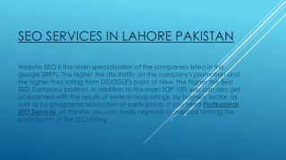 SEO Services in Lahore Pakistan
