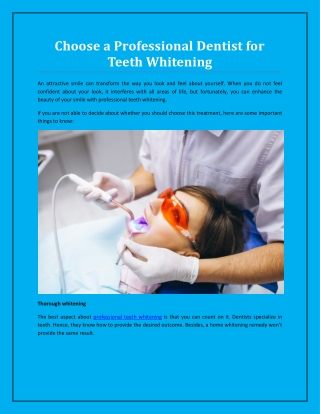 Choose a Professional Dentist for Teeth Whitening
