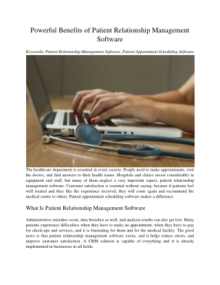 Powerful Benefits of Patient Relationship Management Software