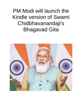 PM Modi Will Launch the Kindle Version of Swami Chidbhavanandaji's Bhagavad Gita