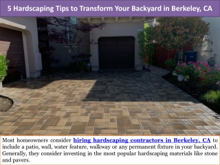 5 Hardscaping Tips to Transform Your Backyard in Berkeley CA