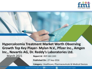 Hypercalcemia Treatment Market Worth Observing Growth Top Key Player- Mylan N.V., Pfizer Inc., Amgen Inc., Novartis AG,
