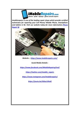 Mobile Phone Repair Shop Near me in NJ at imobilerepairs.com
