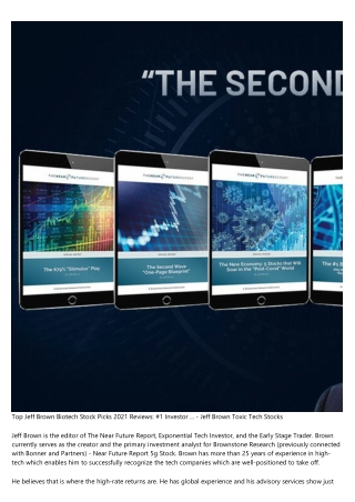 Jeff Brown Second Wave Prediction: The Near Future Report - Jeffrey Brown Net Worth