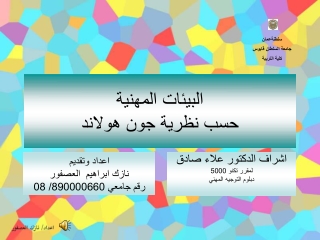 البيئات المهنية حسب نظرية جون هولاند
