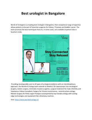 Best urologist in Bangalore