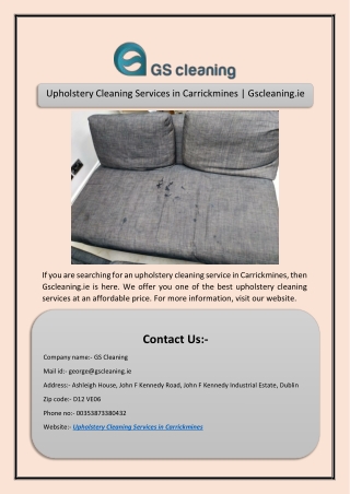 Upholstery Cleaning Services in Carrickmines | Gscleaning.ie