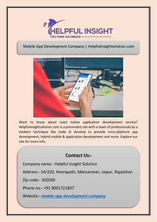 Mobile App Development Company | Helpfulinsightsolution.com