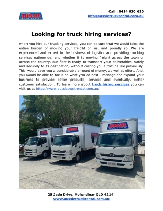 Looking for truck hiring services?