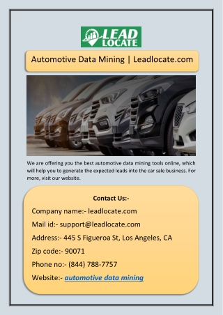 Automotive Data Mining | Leadlocate.com