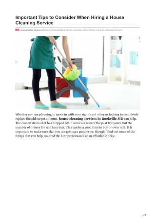 Important Tips to Consider When Hiring a House Cleaning Service