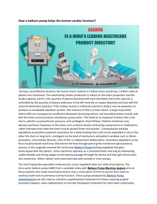 How a balloon pump helps the human cardiac function?
