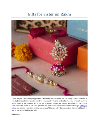 Gifts for Sister on Rakhi