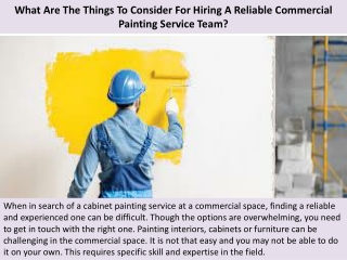 What Are The Things To Consider For Hiring A Reliable Commercial Painting Service Team?