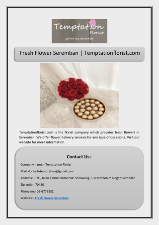 Fresh Flower Seremban | Temptationflorist.com