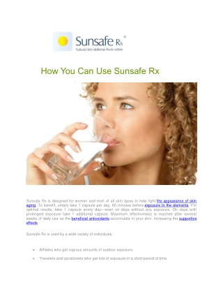 How To Use Sunsafe Rx