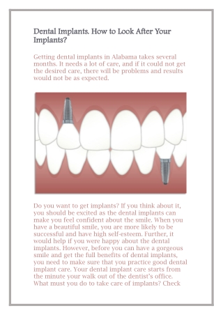 Dental Implants. How to Look After Your Implants?