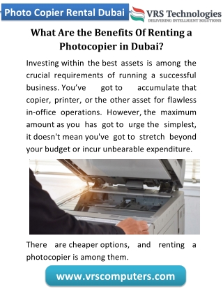 What Are the Benefits Of Renting a Photocopier in Dubai