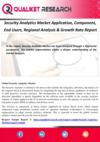 Security Analytics Market Application, Component,  End Users, Regional Analysis & Growth Rate Report