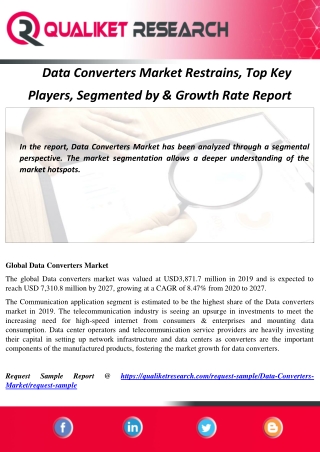 Data Converters Market Restrains, Top Key  Players, Segmented by & Growth Rate Report