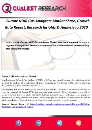 Europe NDIR Gas Analyzers Market Share, Growth  Rate Report, Research Insights & Analysis to 2020